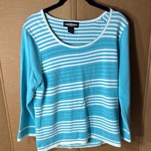 World Republic Woman's Blue and White Striped Sweater‎ Large